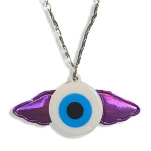 Long Necklace with Winged Eye Charm